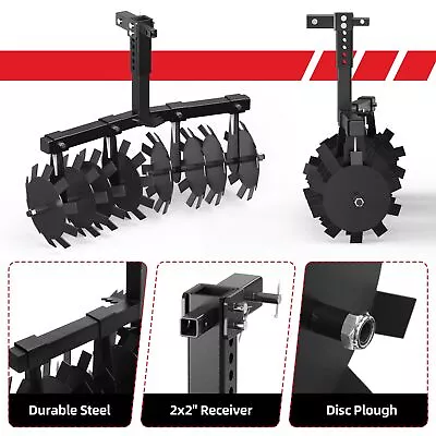 Buy 32  Cut Width Disc Round Plow Harrow With 2  Receiver Hitch Mount For ATVs /UTVs • 185.99$