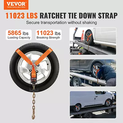 Buy VEVOR Car Tie Down With Chain Anchors, Lasso Style 2 ??120  Tire Straps, 5865 LB • 102.60$