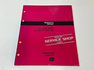Buy OE Genuine John Deere Service Shop Operator Manual 740 Wheel Spring Tooth Harrow • 19.99$