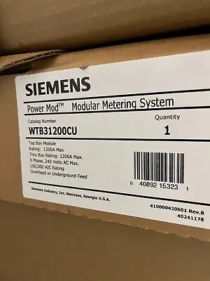 Buy NEW IN BOX SIEMENS Lot  1200A Tap Box With 10x Gang  Meter Stack • 12,000$