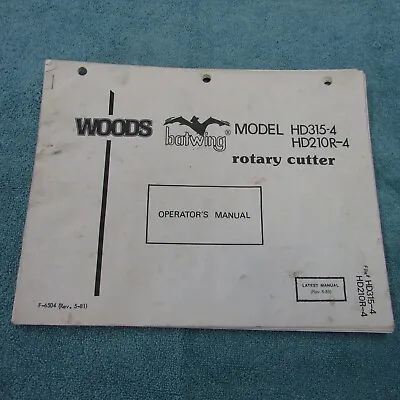 Buy Operators Manual & Parts  Woods HD315-4, HD210-4 Batwing Mower • 24.99$