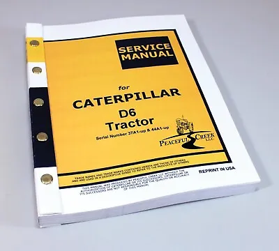 Buy Service Manual Caterpillar D6 D6B Crawler Dozer Tractor  37A1 Up 44A1 Up • 56.97$
