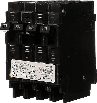 Buy SIEMENS Q22050CT 20 Amp 1 Pole 50 Amp 2 Pole 240V Quad Circuit Breaker • 54.25$