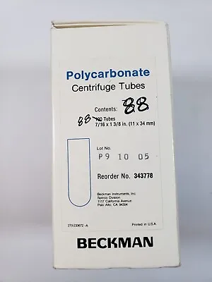 Buy 88/Pk Beckman 343778, 1 ML Polycarbonate Thickwall Centrifuge Tubes 11 X 34 Mm • 59.95$
