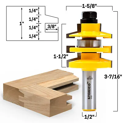 Buy Bevel Stacked Rail And Stile Router Bit - 1/2  Shank - Yonico 12123 • 28.95$