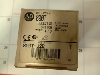 Buy New Allen Bradley 800t-j2b Selector Switch 3 Position 800tj2b • 75$