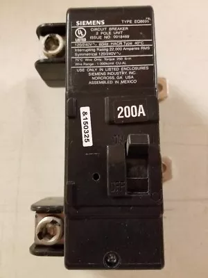 Buy Siemens 200amp Two Pole Circuit Breaker  EQ8695 • 75$