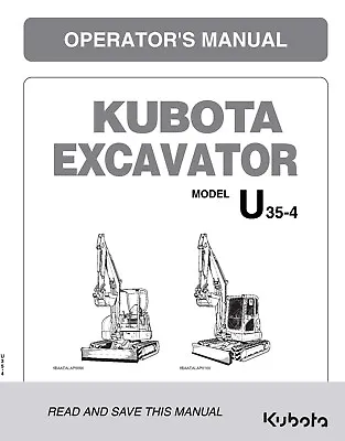 Buy 35 Excavator Operator Instruction Maint Manual Fits Kubota U35-4 1baaea Cd • 10.97$