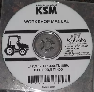 Buy Kubota L47 M62 Tl1300 Tl1800 Tractor Service Shop Repair Workshop Manual Cd/dvd • 69.99$