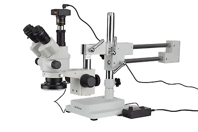 Buy AmScope 3.5X-180X Simul-Focal Stereo Zoom Microscope + Boom Stand + LED Light + • 1,145.99$
