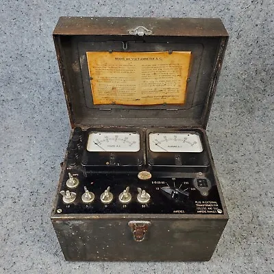 Buy Associated Research Volt Ammeter Vintage 1930's 601 World War II Not Working • 90$