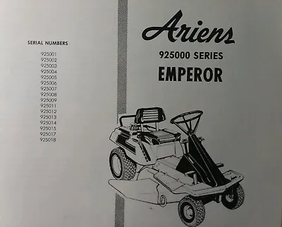 Buy Ariens 925000 Series Emperor Riding Lawn Mower 1960-1978 Service & Parts Manual • 31.44$