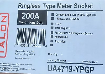 Buy Siemens Talon 4 Position Meter Socket • 800$