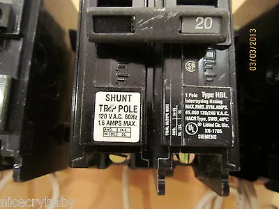 Buy Siemens BL120 000S01 120V Shunt Type BL SP 20A Electrical Breaker Replacement • 44.95$