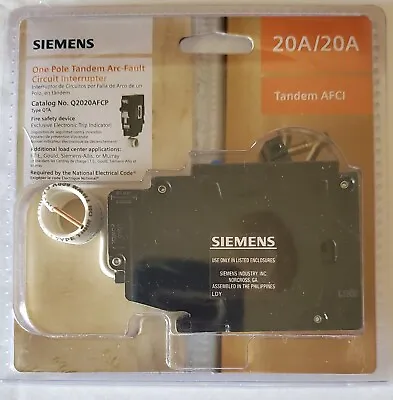 Buy Siemens Q2020AFCP 20A/20A One Pole Tandem AFCI Arc-Fault Circuit Breaker Interru • 77$
