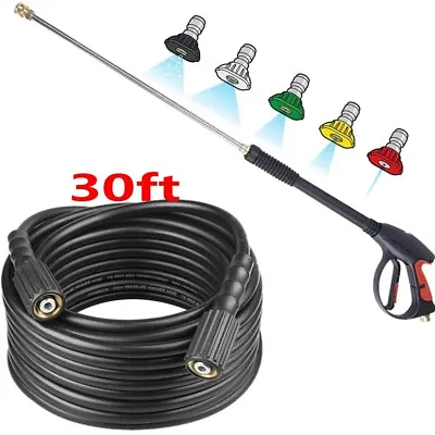 Buy 4000PSI High Pressure Car Power Washer Gun Spray Wand Lance Nozzle And 30ft Hose • 39.90$