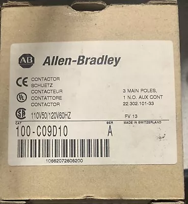 Buy Allen-bradley 100-c09d10 Iec Contactor 9 Amp 120vac-nib • 49$