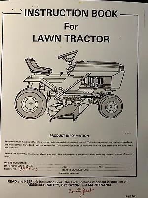 Buy Murray Riding Lawn Mower Tractor 938600 Owner & Parts Manual 1989 • 73.94$