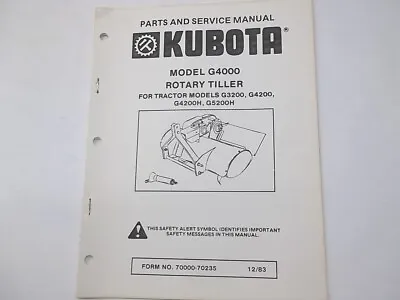 Buy 1983 Service Manual For Kubota G4000 Rotary Tiller For G3200 G4200 G4200H G5200H • 15$