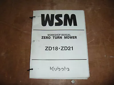 Buy Kubota ZD18 ZD21 Zero Turn Mower Shop Service Repair Manual • 167.92$