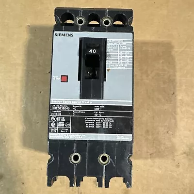 Buy Siemens HHED63B040 Bolt-On 40Amp 3Pole 600Volt Molded Case Circuit Breaker *FLAW • 169$