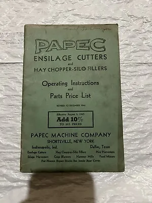 Buy Papec Ensilage Cutters And Hay Chopper Silo Fillers Parts List And Operating  • 20$