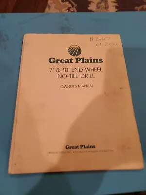 Buy Great Plains 7' 10' End Wheel No Till Drill Owners Manual • 20$