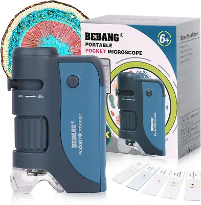 Buy Pocket Microscope, 60x-120x Handheld Mini Microscope Kids With LED Lights, 5 For • 29.86$