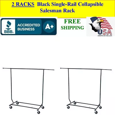 Buy 2 RACKS Black Single-Rail Collapsible Salesman, Show, Clothing Rack • 205.90$