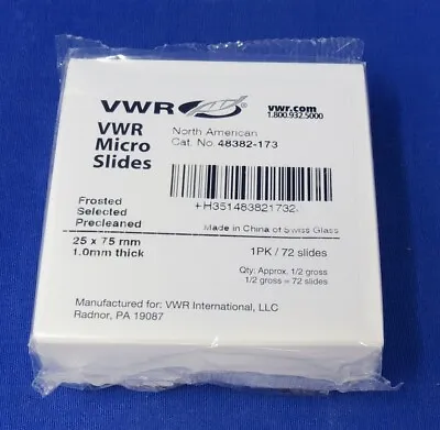 Buy VWR/ Swiss Glass Micro Slides Single Frosted 1mm Thick 25x75mm 1pk/72slides • 9.99$