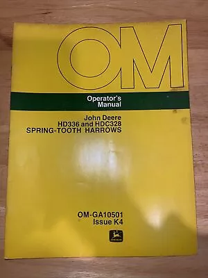Buy John Deere HD336 & HDC328 Spring-Tooth Harrows Operator's Manual OM-GA10501 K4 • 9.99$