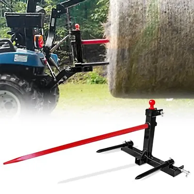 Buy 3 Point Tractor Trailer Receiver Hitch 49'' Hay Bale Spear W/17'' Stabilizer Bar • 289.95$