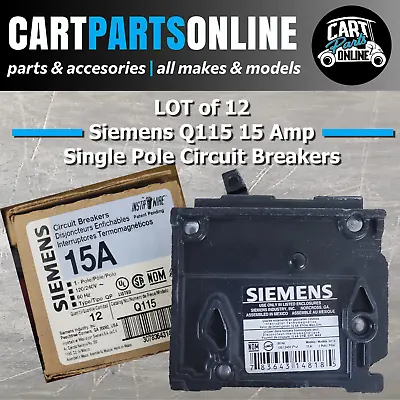 Buy LOT Of 12 - Siemens Q115 15 Amp Single Pole Circuit Breakers • 47.67$
