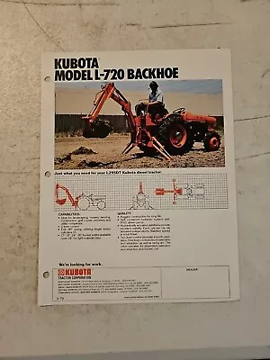 Buy Vintage 1979 Kubota L-720 Backhoe Sales Brochure Spec Sheet  • 8.95$