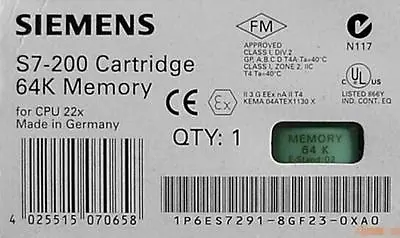 Buy  1PC Siemens S7-200 Cartridge 64k Memory 6ES7291-8GF23-0XA0 NEW Free Shipping • 31.30$