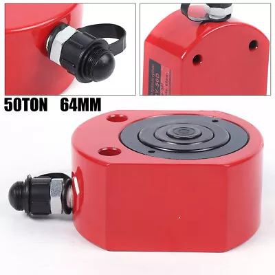Buy 50 Ton LOW HEIGHT Profile Hydraulic Cylinder Jack Ram Lifting 2.52  64mm Stroke • 139.15$