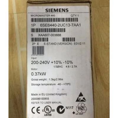 Buy New Siemens 6SE6440-2UC13-7AA1 MICROMASTER440 Without Filter 6SE6 440-2UC13-7AA1 • 349.07$