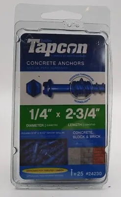 Buy TAPCON 24230 1/4-in X 2-3/4-in Hex-Washer-Head Concrete Screw Anchors 25-Pack • 17.99$
