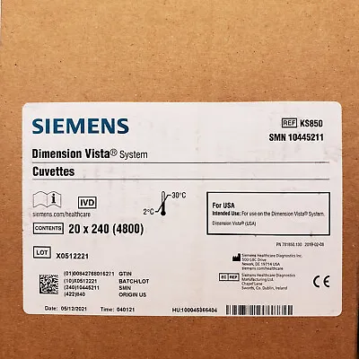 Buy SIEMENS Dimension Vista System Cuvettes KS850 20 X 240 (4800-Pack) SMN 10445211 • 299.21$
