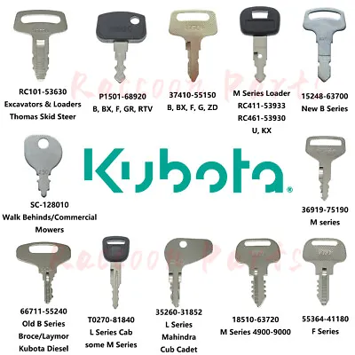 Buy 12 Kubota Tractor & Equipment Ignition Key Set Fits Most Kubota Models B L M BX • 18.95$