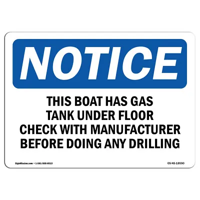 Buy This Boat Has Gas Tank Under Floor Check OSHA Notice Sign Metal Plastic Decal • 12.99$