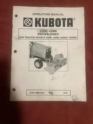 Buy KUBOTA G2500 G2505 Snowblower For Models G3200 G4200 G4200H G5200H Manual • 19.99$