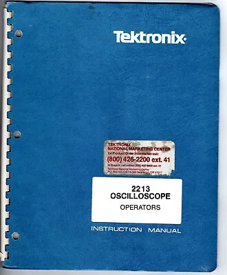 Buy Original Tektronix Operators Manual For The 2213 Oscilloscope • 20$