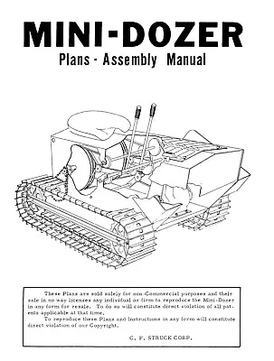 Buy Mini Dozer Operator Instruction & Service Parts Manual Struck MD-40 Plans 1968 • 25$