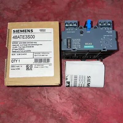 Buy Siemens® 48ATE3S00 3UB81234EW2 Solid State Overload Relay ESP200 New • 175$