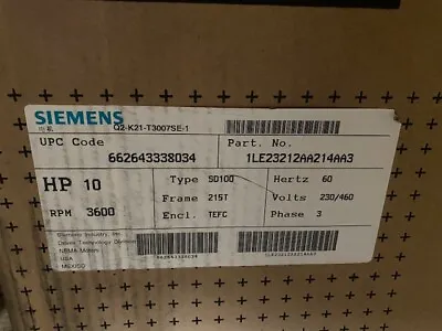 Buy Siemens 1LE23212AA214AA3 Motor210 SD100 - AL ROTOR, 1LE2321-2AA21-4AA3 (NEW) • 1,487.99$