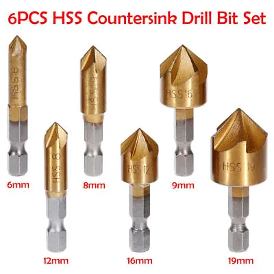 Buy New Tapered Drill Countersink Bit Screw Set Wood Pilot Hole Woodworking Tools • 11.69$