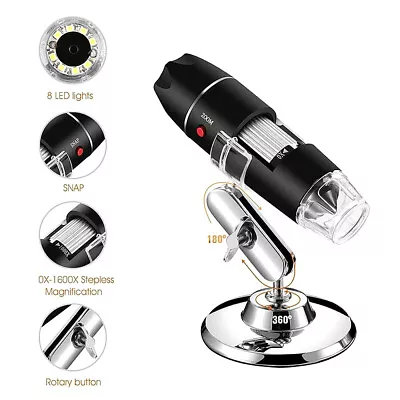 Buy 1600X 8LED Digital Microscope For Electronic Accessories Coin Inspection H2A8 • 18.63$