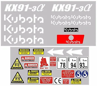 Buy Decal Sticker Set. KUBOTA KX91-3 Mini Digger Pelle Bagger Excavator • 44.43$