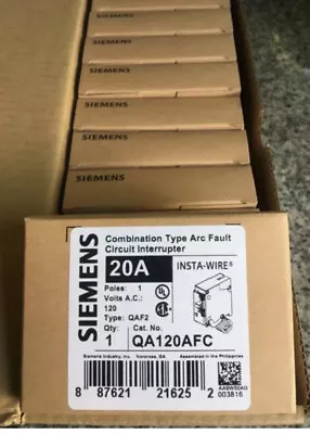 Buy Lot Of 10 Siemens Qa120afc 20a Arc Fault Afci Circuit Breaker New In Box • 489$